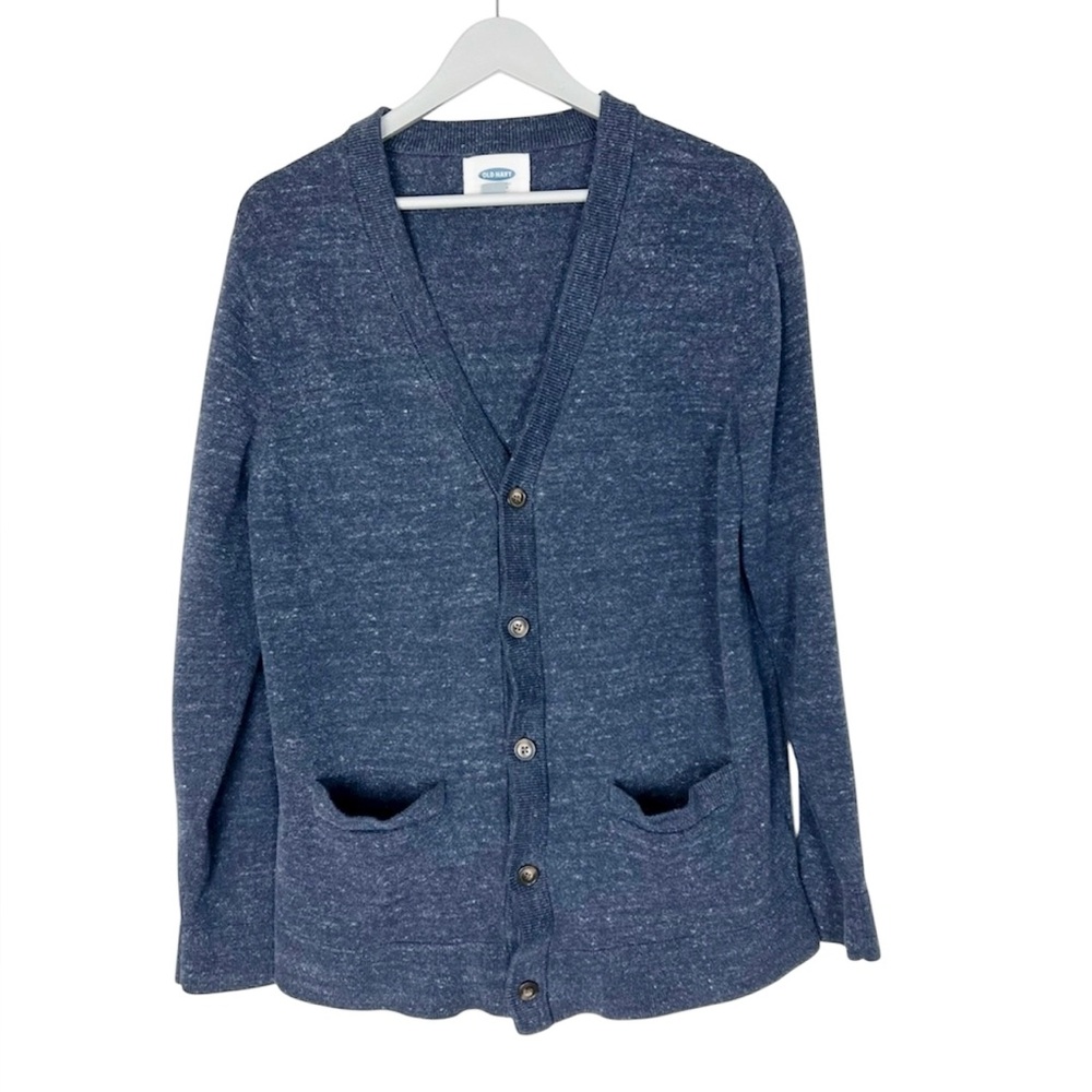 Mens cardigan sweater size Large blue 80% cotton‎ Academia Cobaine